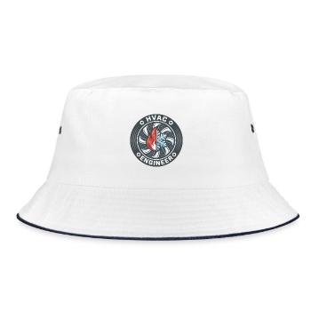 HVAC-Ingenieur Flame Snowflake Ventilator-Badge-Geschenk - Bucket Hat - Weiß/Navy - Vorne