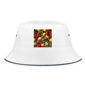 Mittelmeer-Obstkorb - Bucket Hat - Weiß/Navy - Vorne