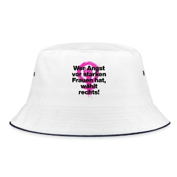 WER ANGST VOR STARKEN FRAUEN HAT WÄHLT RECHTS - Bucket Hat - Weiß/Navy - Vorne