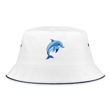 Delfin - Bucket Hat - Weiß/Navy - Vorne