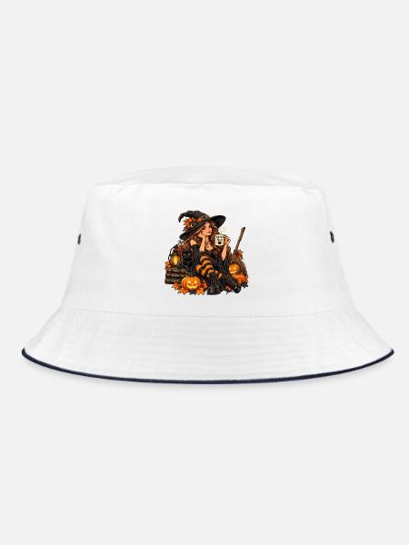 Halloween Hexe - Bucket Hat - Weiß/Navy
