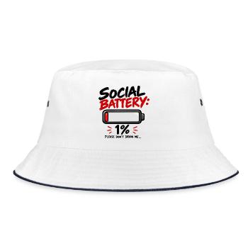 Soziale Batterie - Bucket Hat - Weiß/Navy - Vorne