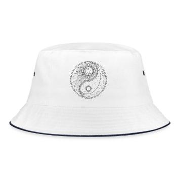 Celestial Yin Yang Sonne Mond Sternbilder - Bucket Hat - Weiß/Navy - Vorne