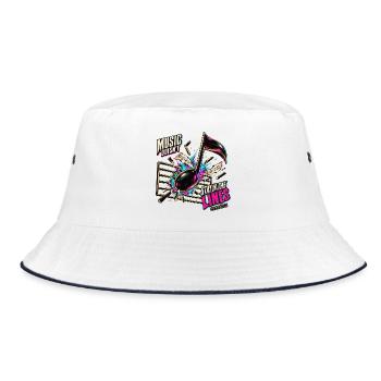 Lustiges Musikgeschenk – Musik bleibt nicht in den Linien - Bucket Hat - Weiß/Navy - Vorne