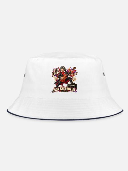 Lustiges Beethoven-Geschenk – Zu laut? Frag Beethoven! - Bucket Hat - Weiß/Navy