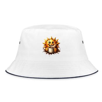 Sonnenkaffee  - Bucket Hat - Weiß/Navy - Vorne