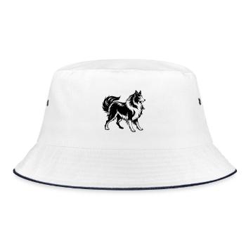 Shetland Schäferhund Hundegang - Bucket Hat - Weiß/Navy - Vorne