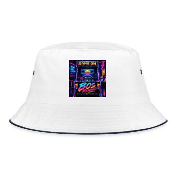 Rewind Arcade Neon - Bucket Hat - Weiß/Navy - Vorne