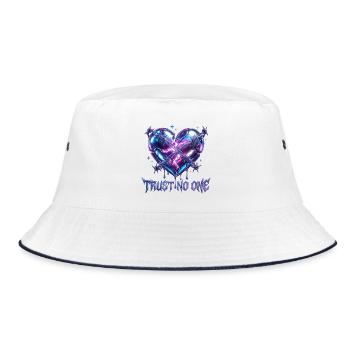 Trust No One - Y2K Liquid Chrome Barbed Wire Broke - Bucket Hat - Weiß/Navy - Vorne