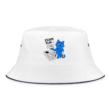 AUSBRUCHSPLAN | Humor Büro-Computing - Bucket Hat - Weiß/Navy - Vorne