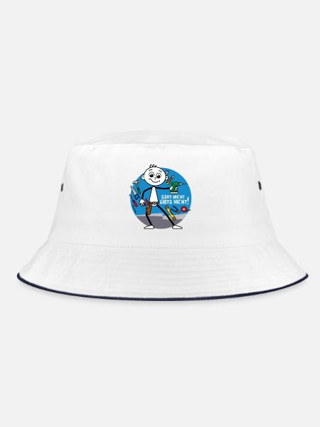 Geht nicht gibts nicht - Handwerker Comic - Bucket Hat - Weiß/Navy