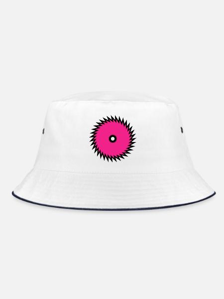 Magenta Spikenkreis Kreissäge Pink - Bucket Hat - Weiß/Navy