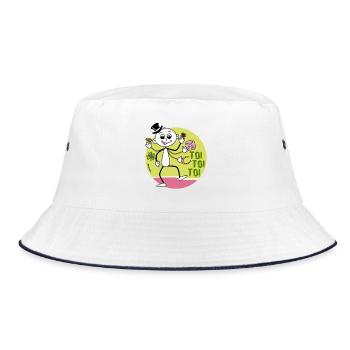 Toi Toi Toi - Strichel Glücksbringer - Bucket Hat - Weiß/Navy - Vorne
