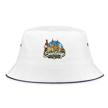 Santiago de Compostela – Jakobsweg & Pilgerziel - Bucket Hat - Weiß/Navy - Vorne