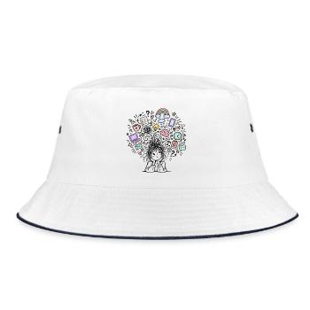 adhs-brain - Bucket Hat - Weiß/Navy - Vorne