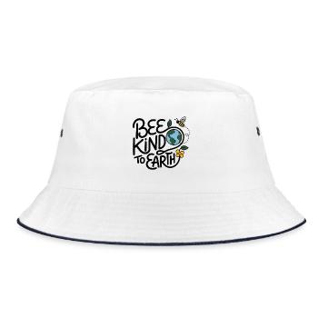 Bee Kind to Earth – Abeille & Terre Écologique - Bucket Hat - Weiß/Navy - Vorne