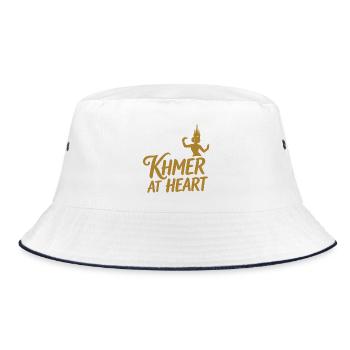 "Khmer im Herzen"-Sammlung – Cambodia in Lights - Bucket Hat - Weiß/Navy - Vorne