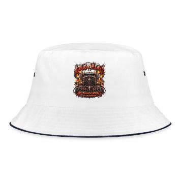 LKW Laut & Schwer: 40 Tonnen Metall Autobahn - Bucket Hat - Weiß/Navy - Vorne