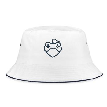 Retro Controller Silhouette – Clean Gamer-Shirt - Bucket Hat - Weiß/Navy - Vorne