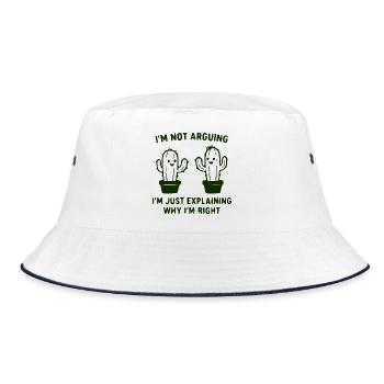 Ich erkläre es: Kaktuswitz - Bucket Hat - Weiß/Navy - Vorne