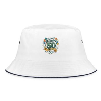Alles Gute zum Geburtstag endlich 50 Bash Konfetti-Party - Bucket Hat - Weiß/Navy - Vorne
