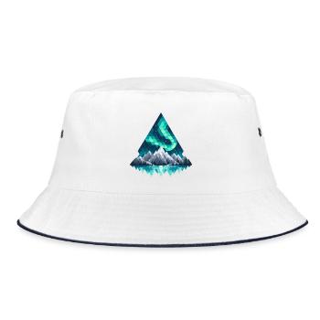 Geometrische Bergkette in Teal - Bucket Hat - Weiß/Navy - Vorne
