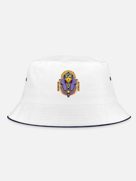 Pharao Pop – Ägypten in Neonfarben - Bucket Hat - Weiß/Navy
