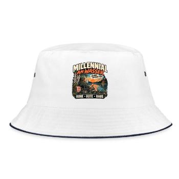 Millennial am Wasser – Slavic Weekend Mode - Bucket Hat - Weiß/Navy - Vorne