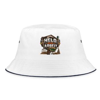 Held der Arbeit Bauernhofmotivation - Bucket Hat - Weiß/Navy - Vorne