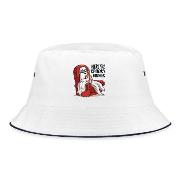 Popcorn Ghost: Spooky Movie Night - Bucket Hat - Weiß/Navy - Vorne