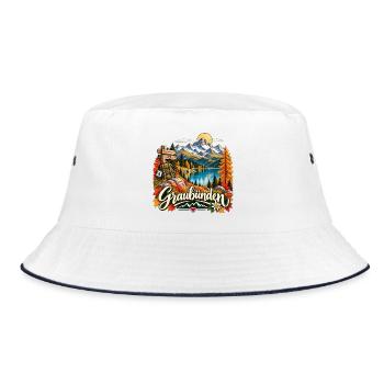 Graubünden Alpenpanorama - Bucket Hat - Weiß/Navy - Vorne
