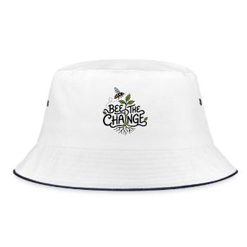 Biene Die Veränderung – Biene und Ökologie - Bucket Hat - Weiß/Navy - Vorne