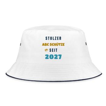 Stolzer ABC Schütze seit 2027 Einschulung - Bucket Hat - Weiß/Navy - Vorne