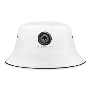 Shy by Nature – Lustige Fotografie Katzendesign - Bucket Hat - Weiß/Navy - Vorne