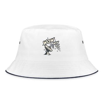 Wow Wow Wow Signal - Bucket Hat - Weiß/Navy - Vorne