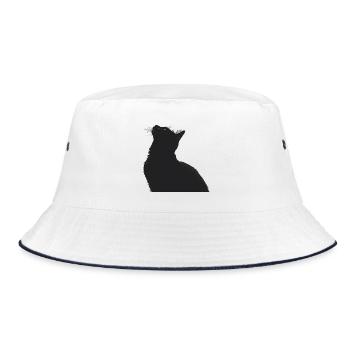 Nachtkatzen Silhouette - Bucket Hat - Weiß/Navy - Vorne