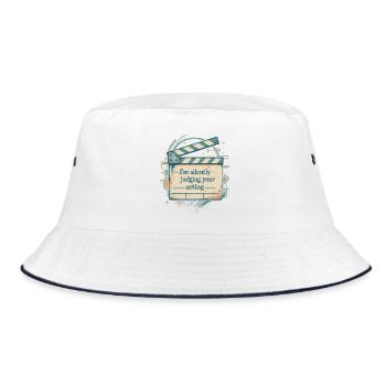Silently Judging Your Acting - Vintage Regie - Bucket Hat - Weiß/Navy - Vorne