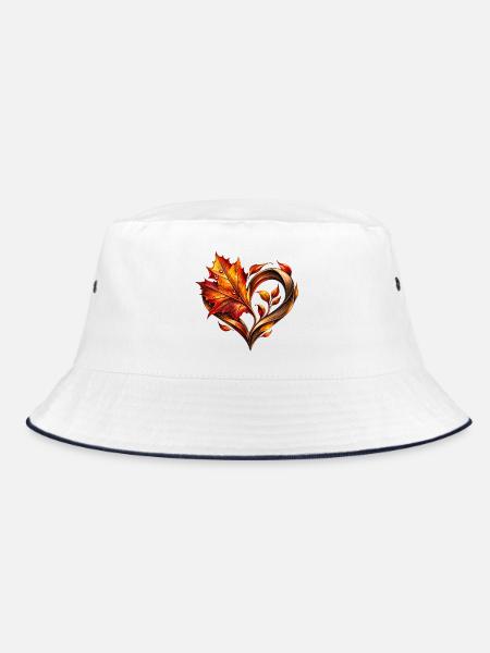 Herbstmensch - Bucket Hat - Weiß/Navy