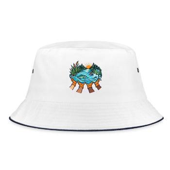 Flussfreunde – Gemeinsam für saubere Ufer - Bucket Hat - Weiß/Navy - Vorne