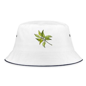 Blätter - Bucket Hat - Weiß/Navy - Vorne