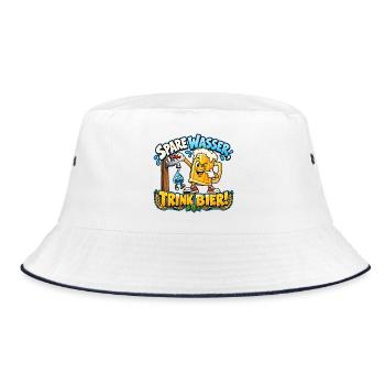 Spare Wasser, trink Bier! – Lustiger Bierkrug - Bucket Hat - Weiß/Navy - Vorne