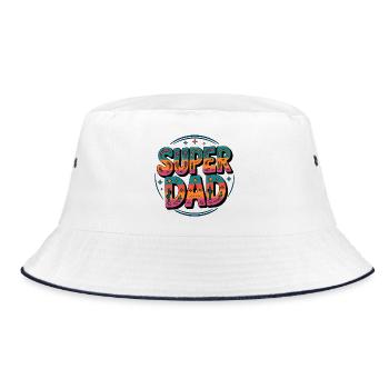 Super Dad - Super Papa - Bucket Hat - Weiß/Navy - Vorne