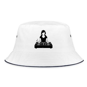 DJ - Bucket Hat - Weiß/Navy - Vorne