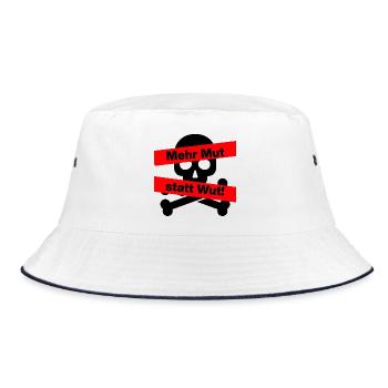 MEHR MUT STATT WUT, FÜR DEMOKRATIE, NIE WIEDER - Bucket Hat - Weiß/Navy - Vorne