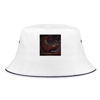 Crimson Steampunk Pfau - Bucket Hat - Weiß/Navy - Vorne