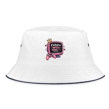 Future Wife – Loading...- Lustiges Verlobungsshirt - Bucket Hat - Weiß/Navy - Vorne
