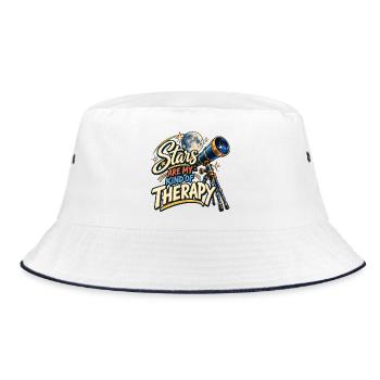 Sterne sind meine Art von Therapie – lustiges Sternegucken als - Bucket Hat - Weiß/Navy - Vorne