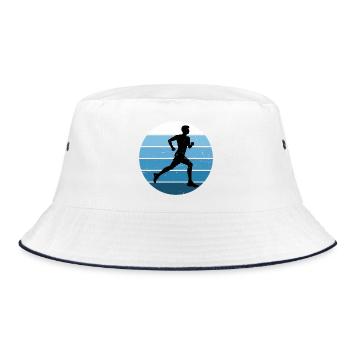 Geschenkidee für einen Running mit Running - Bucket Hat - Weiß/Navy - Vorne