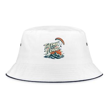 Thermik statt Termine - Bucket Hat - Weiß/Navy - Vorne