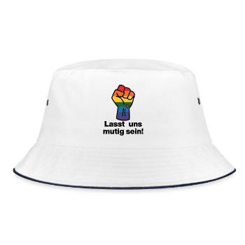 LASST UNS MUTIG SEIN, DEUTSCHLAND BLEIBT BUNT - Bucket Hat - Weiß/Navy - Vorne